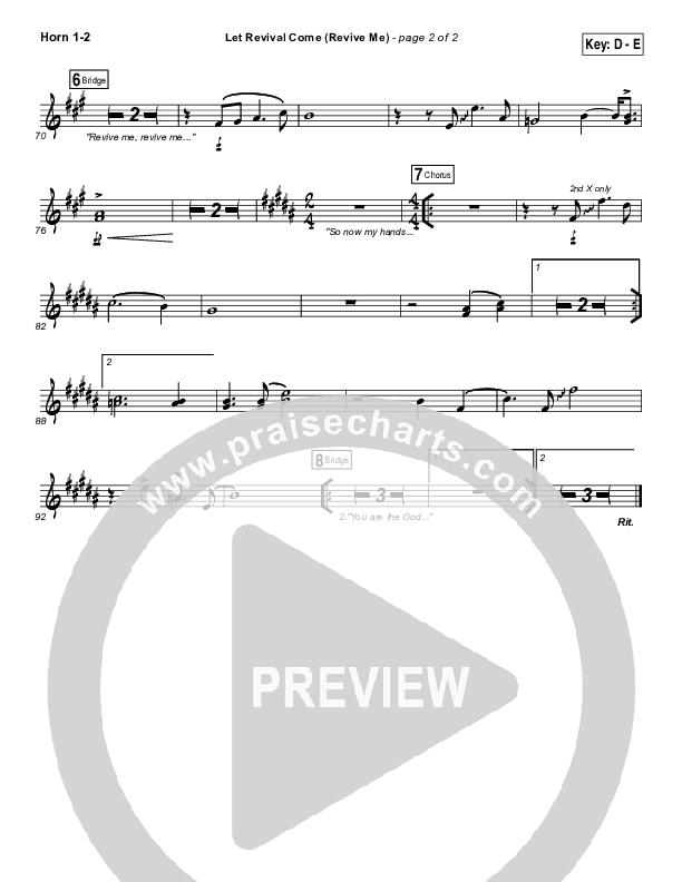 Let Revival Come (Revive Me) French Horn 1/2 (People & Songs / Joshua Sherman / Kevin Jones)