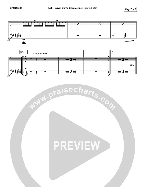 Let Revival Come (Revive Me) Percussion (People & Songs / Joshua Sherman / Kevin Jones)