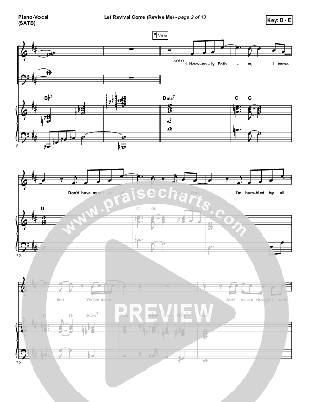 Let Revival Come (Revive Me) Piano/Vocal (SATB) (People & Songs / Joshua Sherman / Kevin Jones)