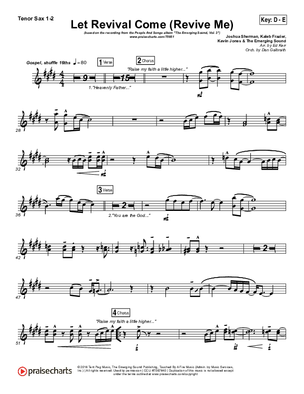 Let Revival Come (Revive Me) Tenor Sax 1/2 (People & Songs / Joshua Sherman / Kevin Jones)