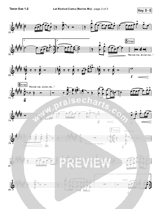 Let Revival Come (Revive Me) Tenor Sax 1/2 (People & Songs / Joshua Sherman / Kevin Jones)