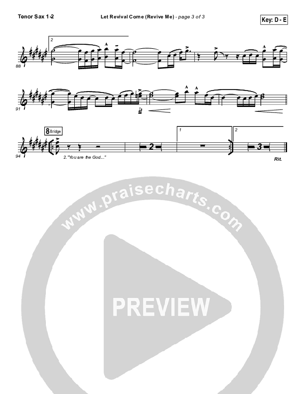 Let Revival Come (Revive Me) Tenor Sax 1/2 (People & Songs / Joshua Sherman / Kevin Jones)