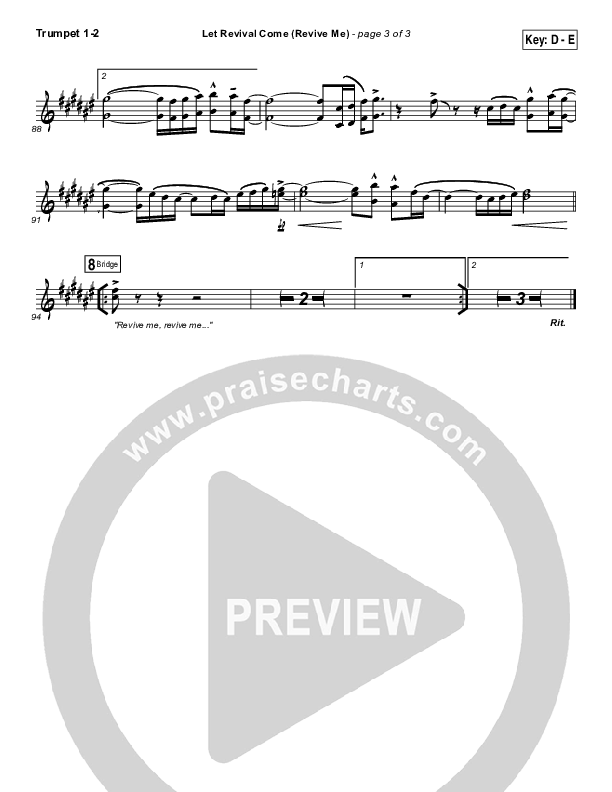 Let Revival Come (Revive Me) Trumpet 1,2 (People & Songs / Joshua Sherman / Kevin Jones)