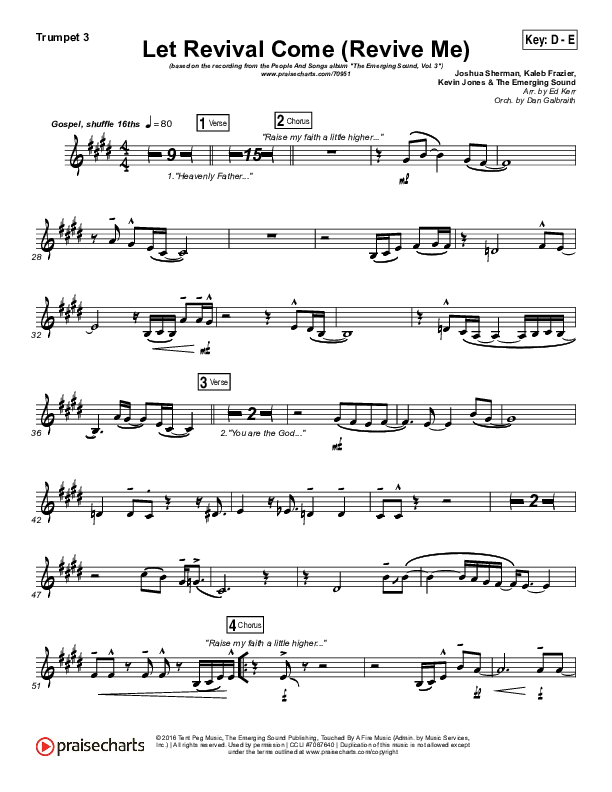 Let Revival Come (Revive Me) Trumpet 3 (People & Songs / Joshua Sherman / Kevin Jones)