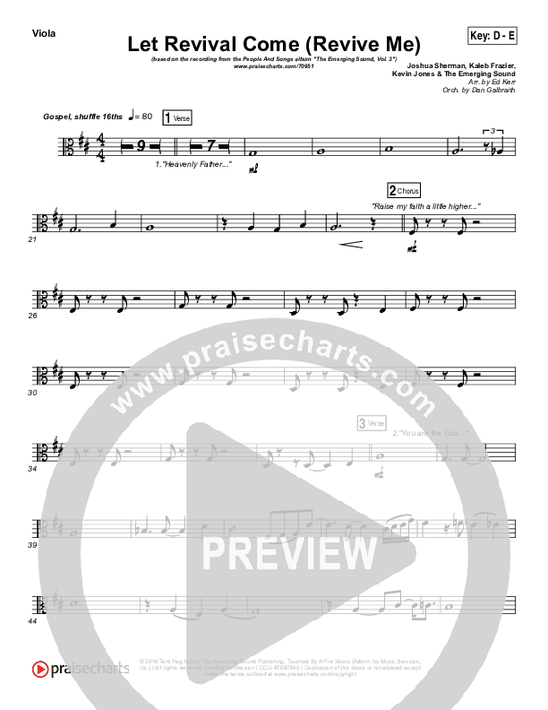 Let Revival Come (Revive Me) Viola (People & Songs / Joshua Sherman / Kevin Jones)