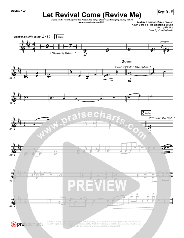 Let Revival Come (Revive Me) Violin 1/2 (People & Songs / Joshua Sherman / Kevin Jones)