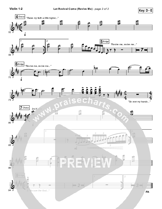 Let Revival Come (Revive Me) Violin 1/2 (People & Songs / Joshua Sherman / Kevin Jones)