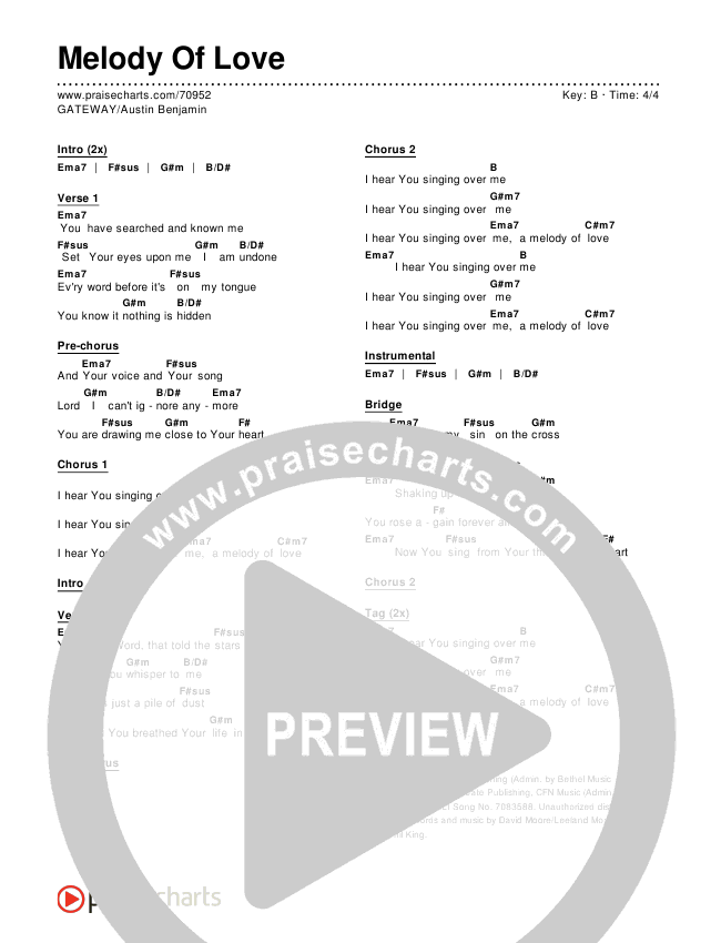 Melody Of Love Chords & Lyrics (GATEWAY / Austin Benjamin)