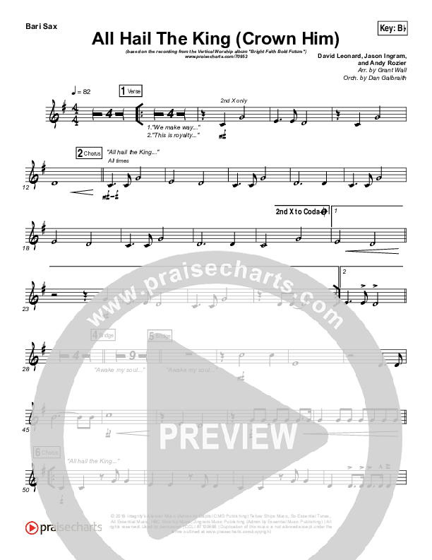 All Hail The King Bari Sax (Vertical Worship)