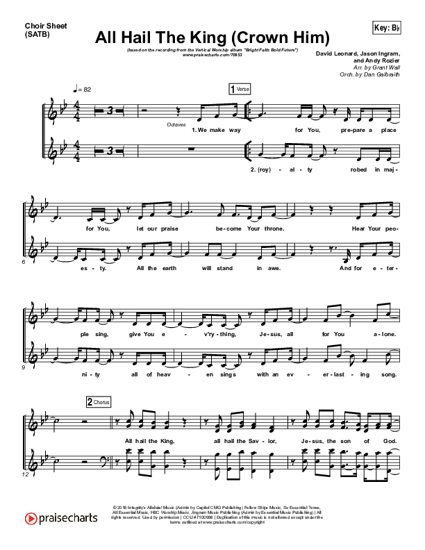 All Hail The King Choir Sheet (SATB) (Vertical Worship)
