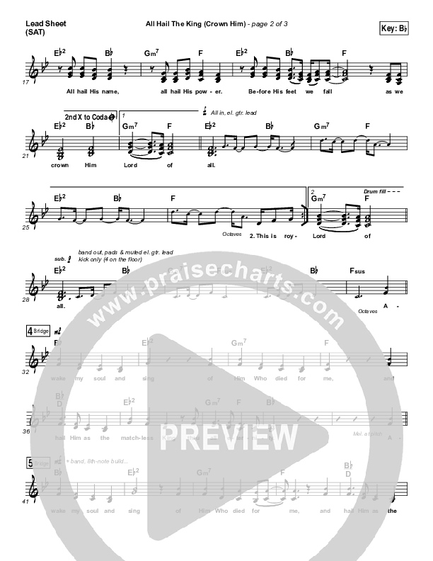 All Hail The King Lead Sheet (SAT) (Vertical Worship)