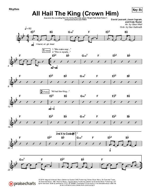 All Hail The King Rhythm Chart (Vertical Worship)