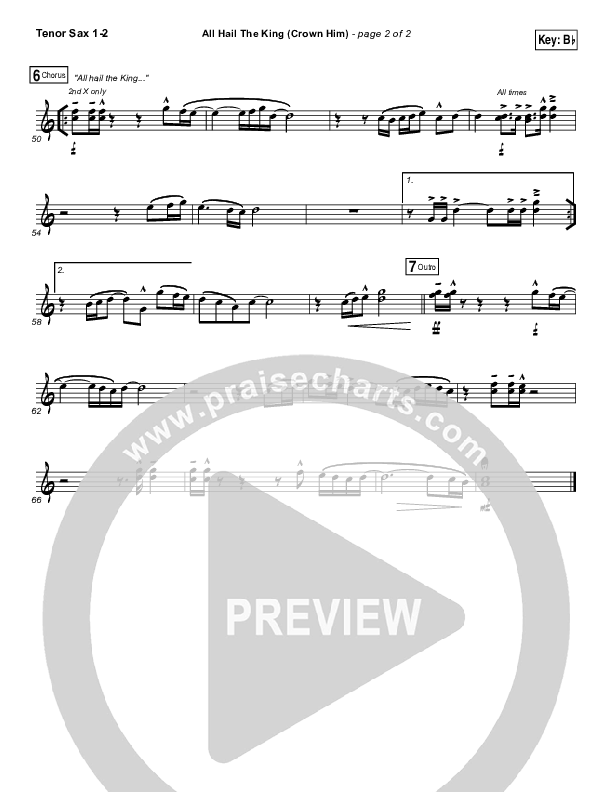 All Hail The King Tenor Sax 1/2 (Vertical Worship)