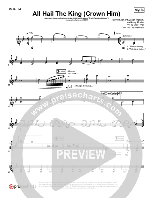 All Hail The King Violin 1/2 (Vertical Worship)