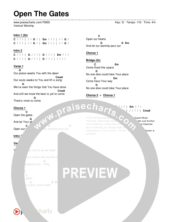 Open The Gates Chords & Lyrics (Vertical Worship)