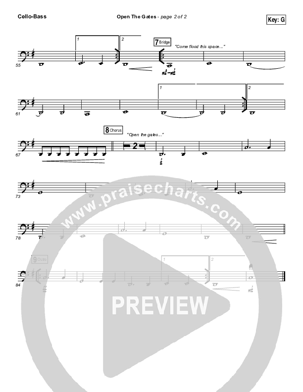 Open The Gates Cello/Bass (Vertical Worship)