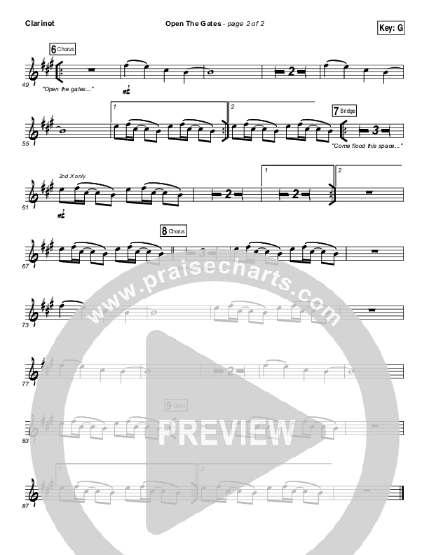Open The Gates Clarinet (Vertical Worship)