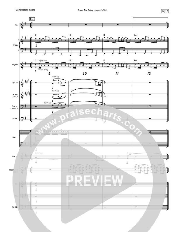Open The Gates Conductor's Score (Vertical Worship)