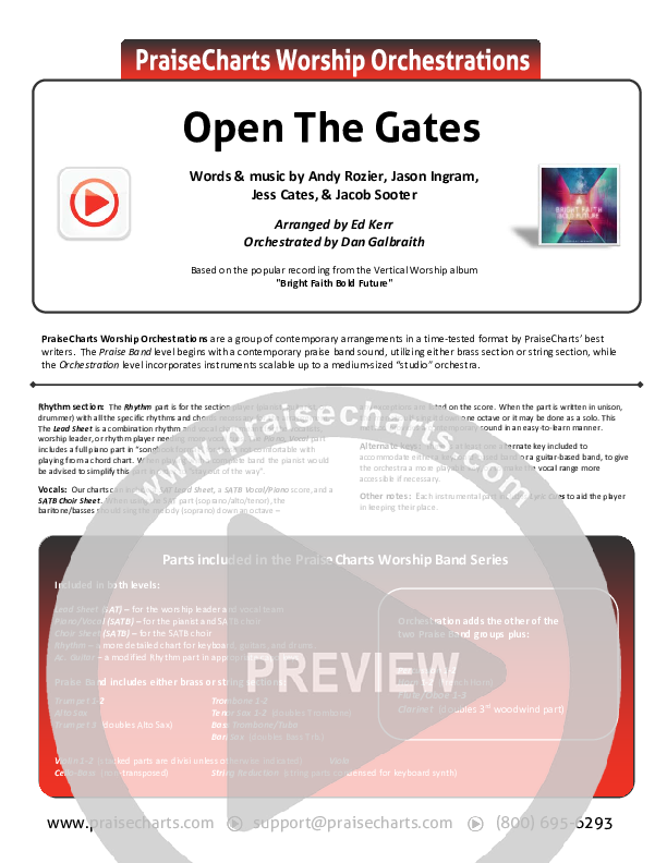 Open The Gates Cover Sheet (Vertical Worship)