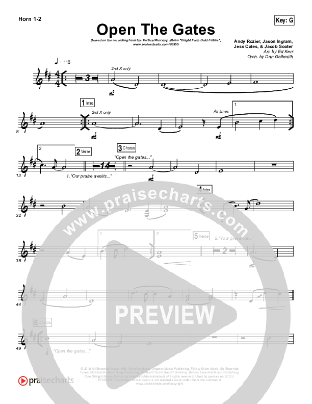 Open The Gates French Horn 1/2 (Vertical Worship)