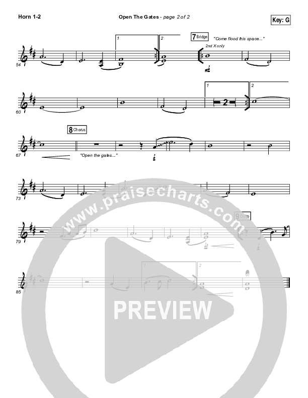 Open The Gates French Horn 1/2 (Vertical Worship)