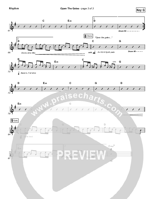 Open The Gates Rhythm Chart (Vertical Worship)