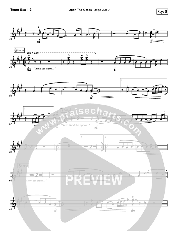 Open The Gates Tenor Sax 1/2 (Vertical Worship)