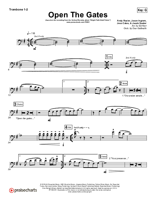 Open The Gates Trombone 1/2 (Vertical Worship)
