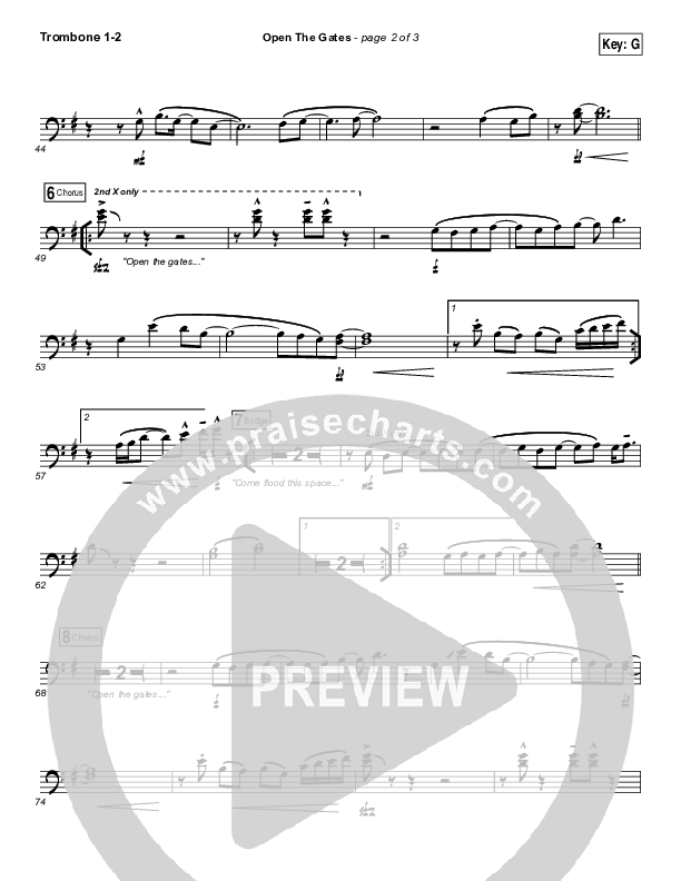 Open The Gates Trombone 1/2 (Vertical Worship)