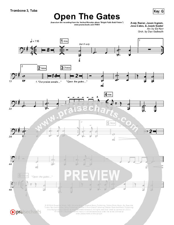 Open The Gates Trombone 3/Tuba (Vertical Worship)
