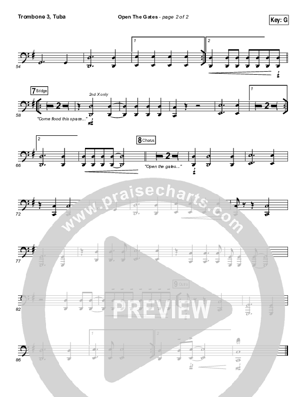 Open The Gates Trombone 3/Tuba (Vertical Worship)