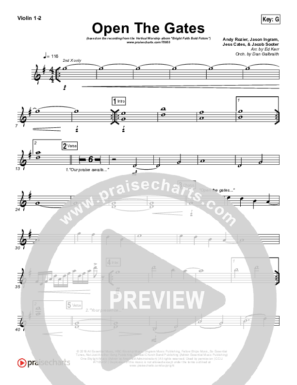 Open The Gates Violin 1/2 (Vertical Worship)