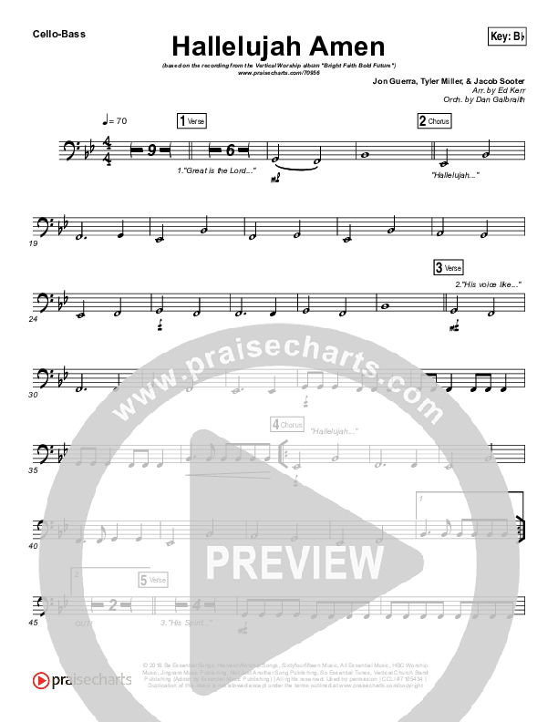 Hallelujah Amen Cello/Bass (Vertical Worship / Jon Guerra)