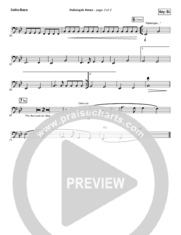 Hallelujah Amen Cello/Bass (Vertical Worship / Jon Guerra)