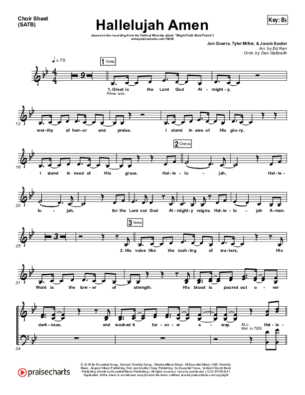 Hallelujah Amen Choir Sheet (SATB) (Vertical Worship / Jon Guerra)