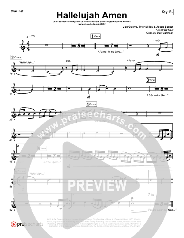Hallelujah Amen Clarinet (Vertical Worship / Jon Guerra)