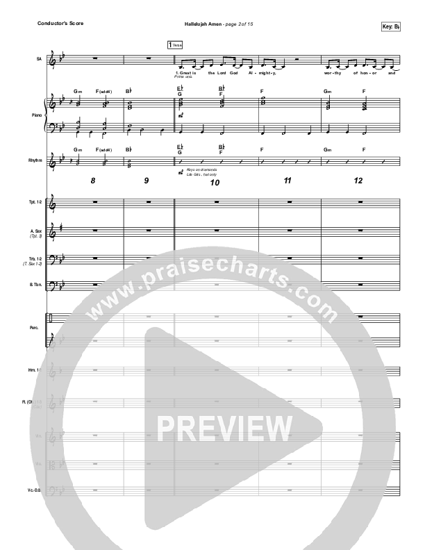 Hallelujah Amen Conductor's Score (Vertical Worship / Jon Guerra)