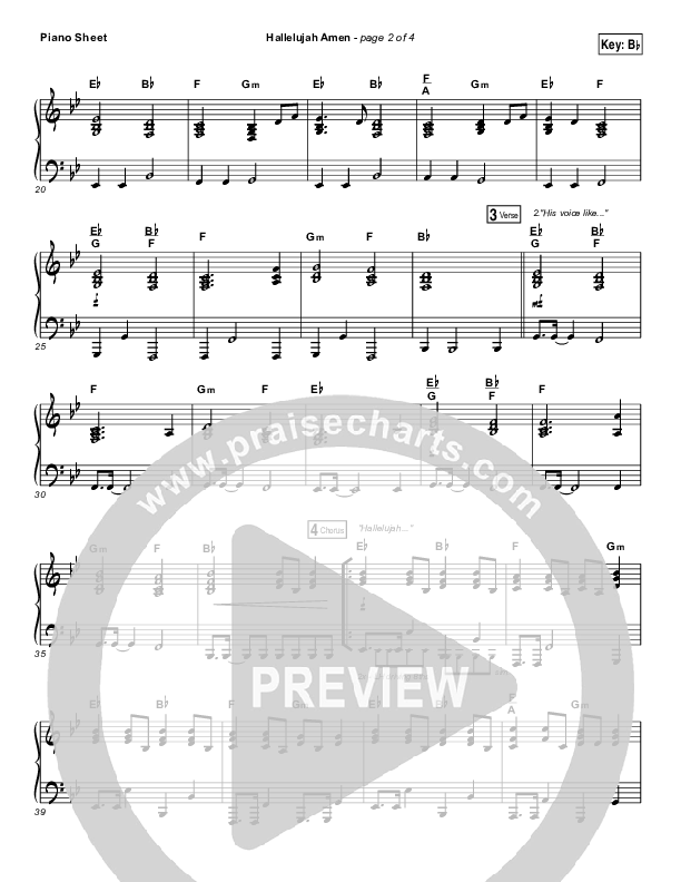 Hallelujah Amen Piano Sheet (Vertical Worship / Jon Guerra)