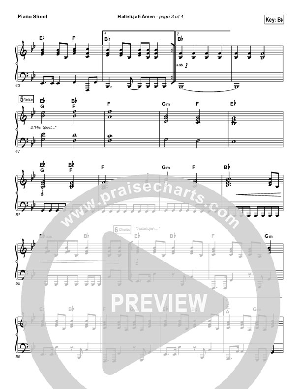 Hallelujah Amen Piano Sheet (Vertical Worship / Jon Guerra)