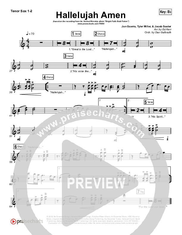 Hallelujah Amen Tenor Sax 1/2 (Vertical Worship / Jon Guerra)