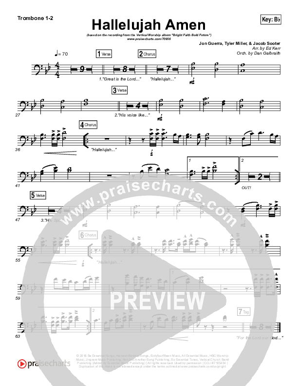Hallelujah Amen Trombone 1/2 (Vertical Worship / Jon Guerra)