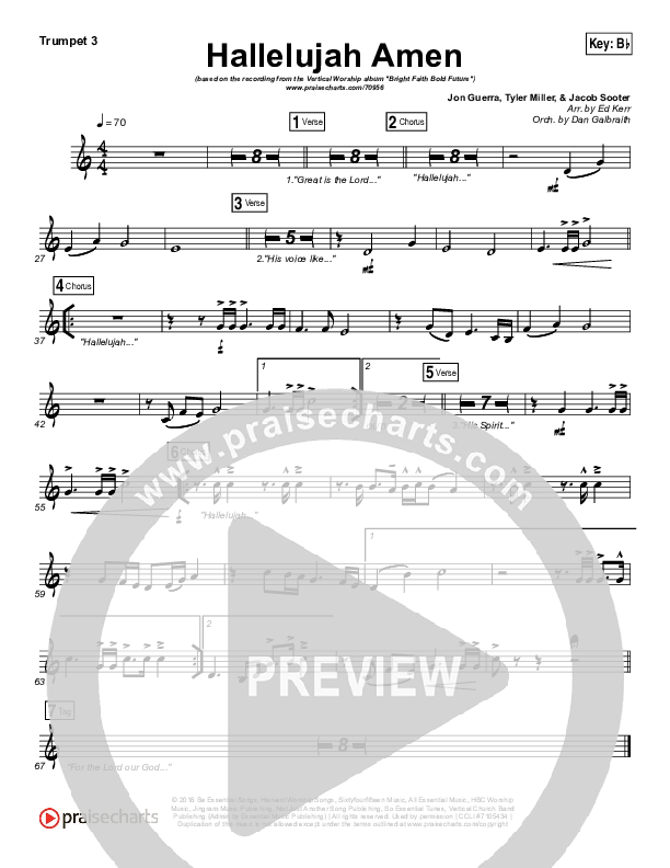 Hallelujah Amen Brass Pack (Vertical Worship / Jon Guerra)