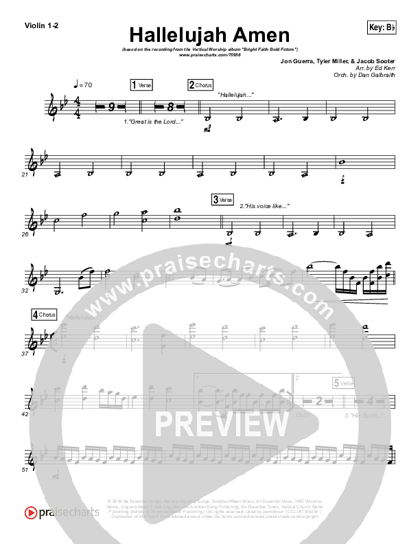 Hallelujah Amen Violin 1/2 (Vertical Worship / Jon Guerra)