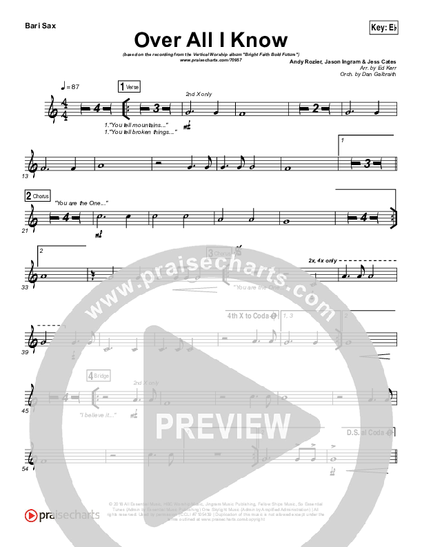 Over All I Know Bari Sax (Vertical Worship)