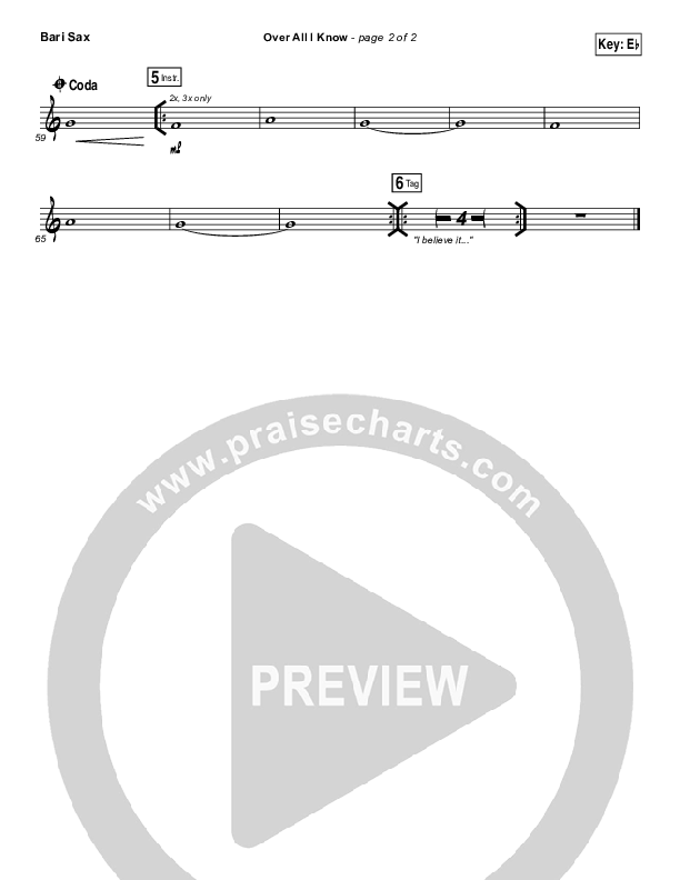 Over All I Know Bari Sax (Vertical Worship)