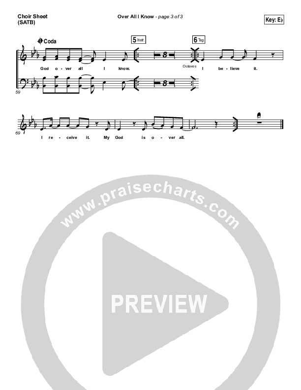 Over All I Know Choir Sheet (SATB) (Vertical Worship)