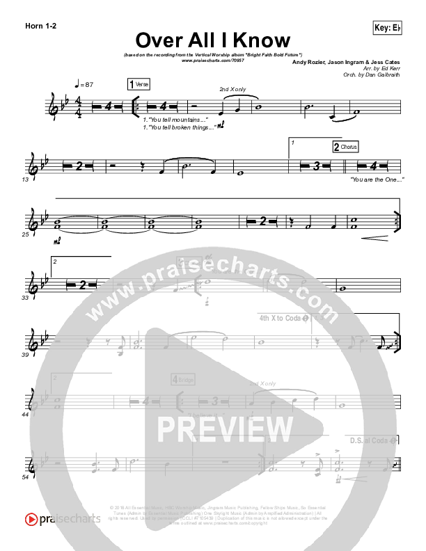 Over All I Know French Horn 1/2 (Vertical Worship)