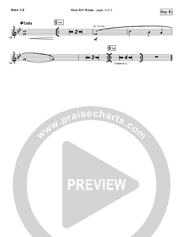 Over All I Know French Horn 1/2 (Vertical Worship)