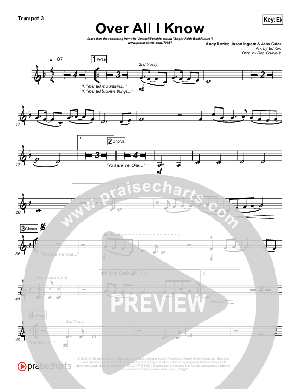 Over All I Know Trumpet 3 (Vertical Worship)