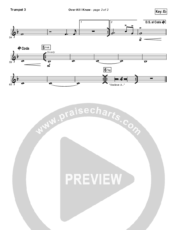 Over All I Know Trumpet 3 (Vertical Worship)